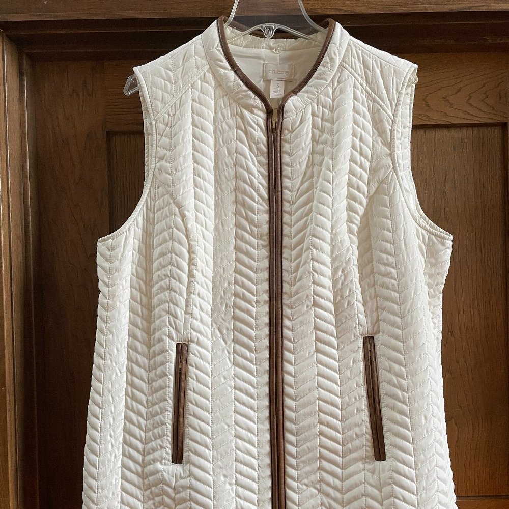 Chico's Slightly Quilted Vest with Leather Detail